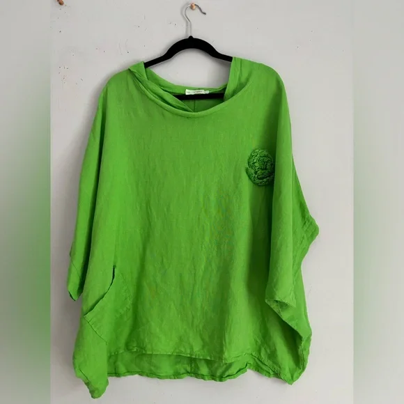 Italian Linen Top XL Made in Italy 100% Linen Oversized - Picture 1 of 9